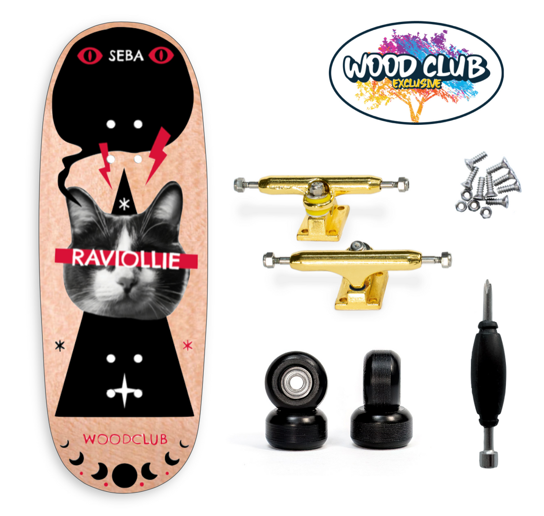 WoodClub EXCLUSIVE Fingerboard 35mm - "SEBAFSK8 CAT" - Drevené Fingerboardy