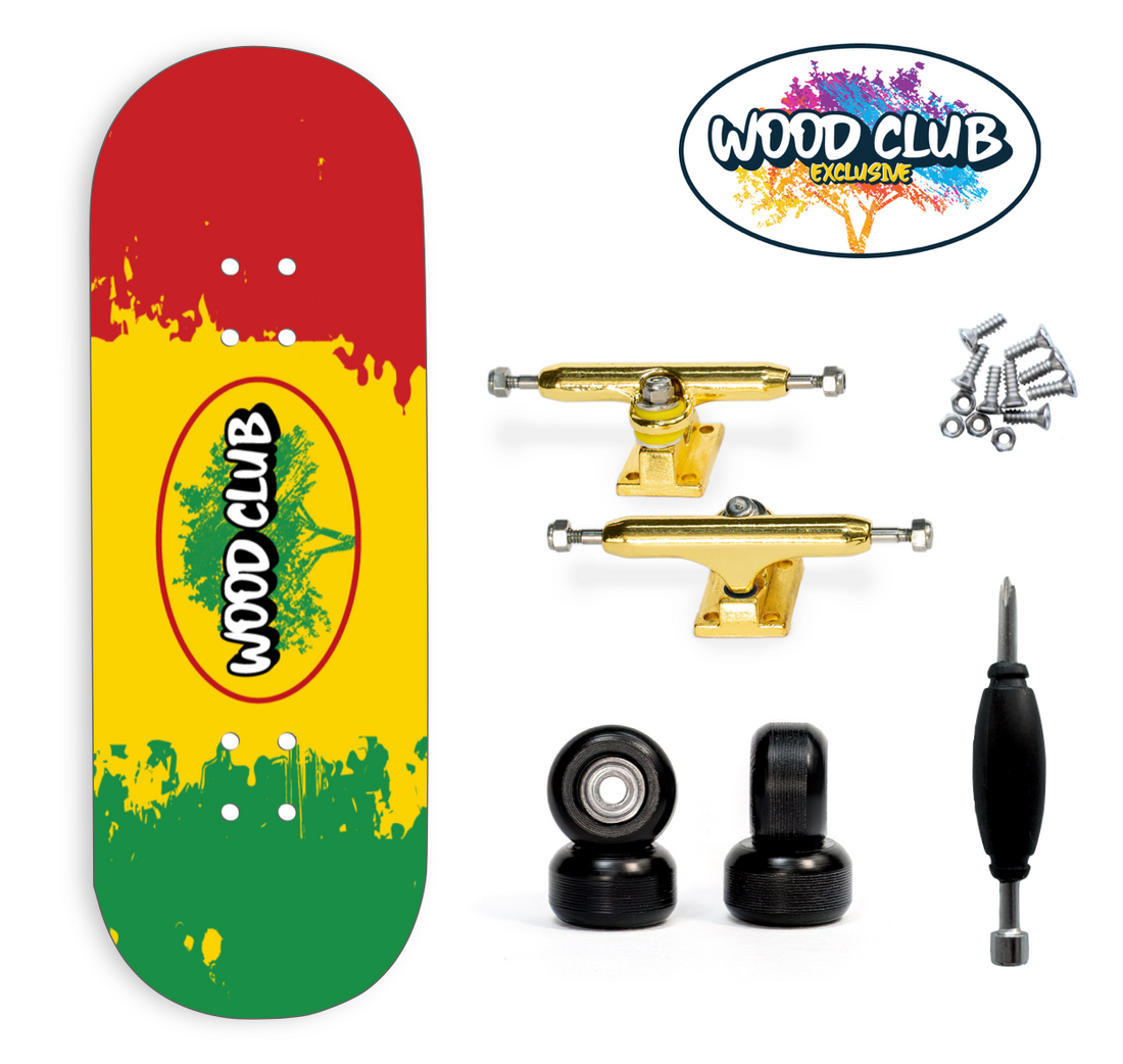 WoodClub EXCLUSIVE Fingerboard 32mm - "RASTA" - Drevené Fingerboardy