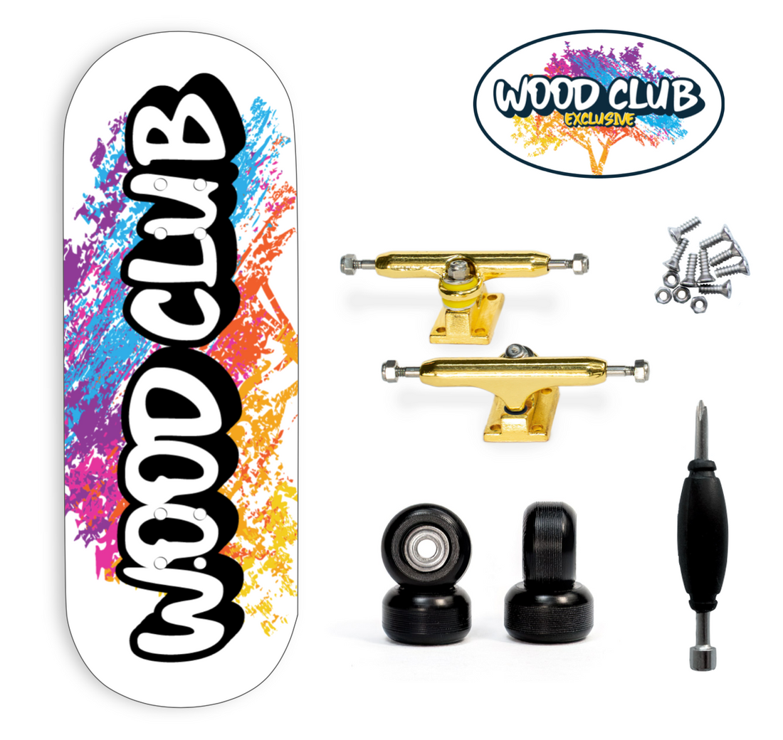WoodClub EXCLUSIVE Fingerboard 32mm - "LOGO WHITE" - Drevené Fingerboardy