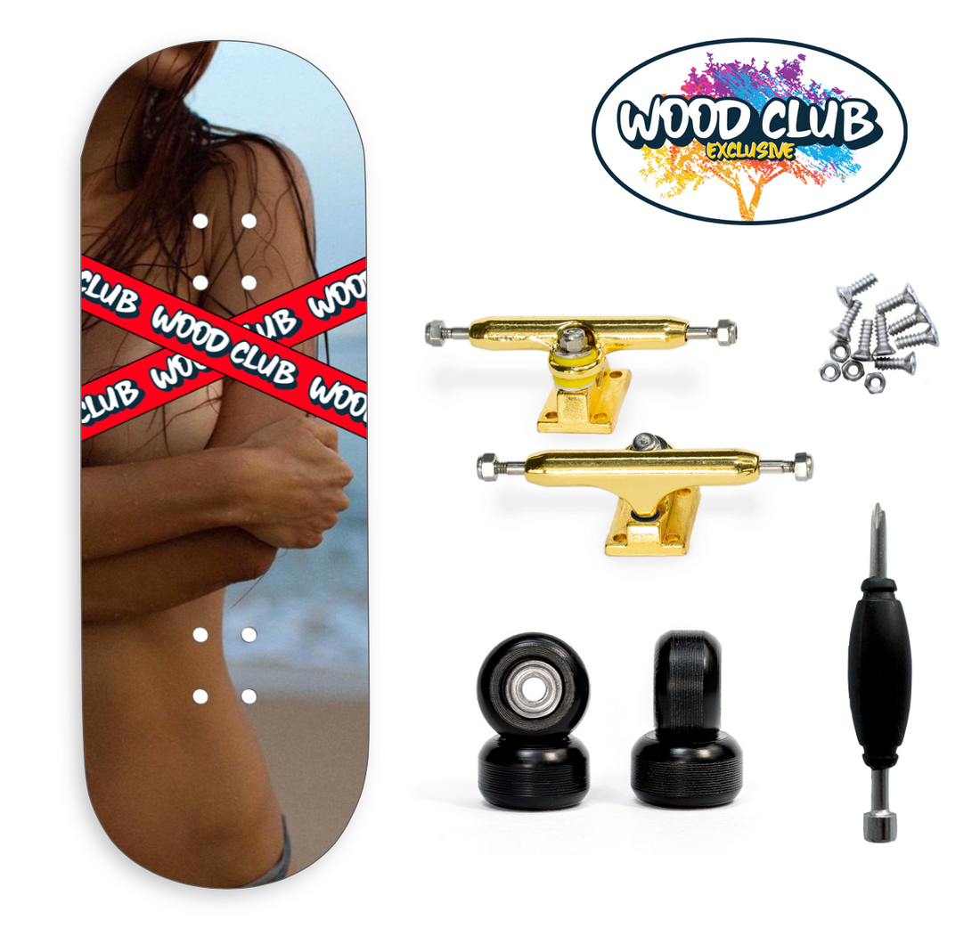 WoodClub EXCLUSIVE Fingerboard 32mm - "BEACH GIRL" - Drevené Fingerboardy