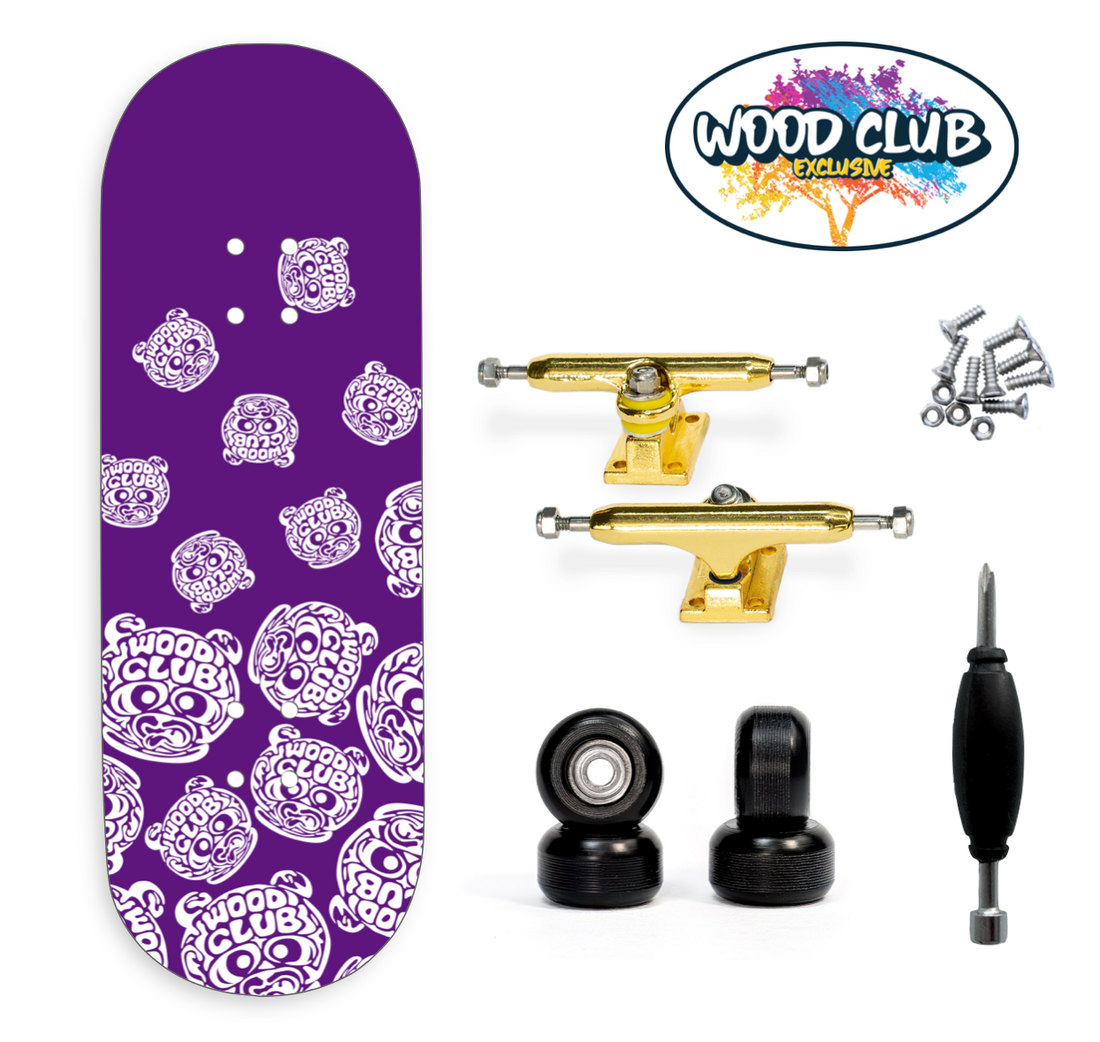 WoodClub EXCLUSIVE Fingerboard 32mm - "PURPLE PANDAS" - Drevené Fingerboardy